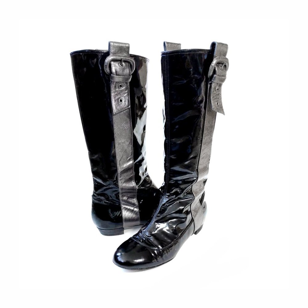 SMILE SALE! thru Friday THEORY Black Patent Leather Boots WOMENS 36 | 5.5